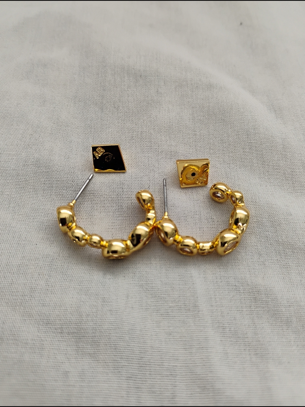 Alexis Bittar Gold Hoop Earrings with Clear Stones - Picture 5 of 5
